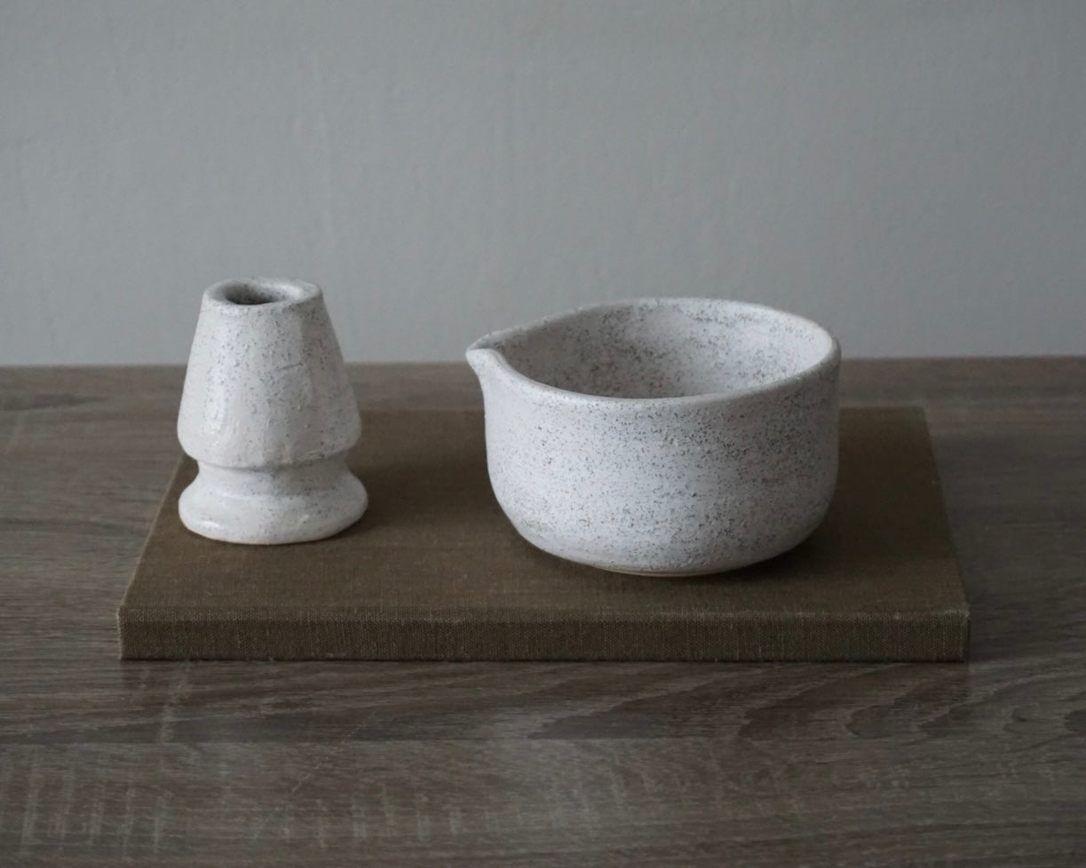 matcha schalen set (gepunktet)