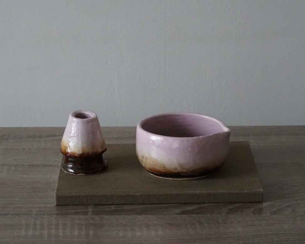 matcha schalen set (pink & braun)