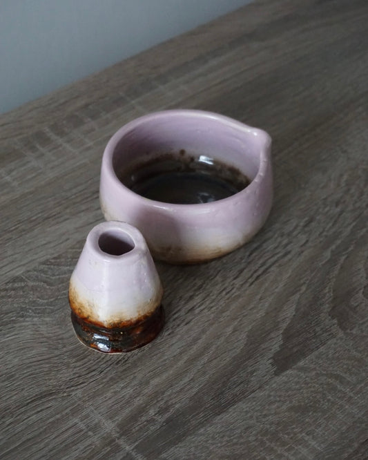 matcha schalen set (pink & braun)